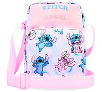Disney Stitch Sac Bandoulière Fille et Ado Sac à Main avec Sangle Réglable Shopping Sorties et Vacances Cadeau Fille (Rose Stitch Angel)