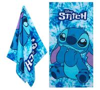 Disney Serviettes de Plage pour Enfants, 100% Coton, Drap De Plage à séchage Rapide, 70 x 140 cm (Bleu Stitch)