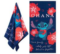 Disney Serviettes de Plage pour Enfants, 100% Coton, Drap De Plage à séchage Rapide, 70 x 140 cm (Bleu/Rouge Stitch)