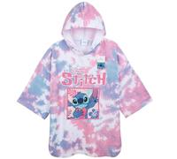 Disney Stitch Serviette de Bain Enfant Serviette de Plage à Capuche Ado Poncho Enfant pour Bain Plage ou Piscine Essentiel Voyage (Rose/Bleu Stitch, 6-9 Ans)