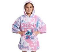 Disney Stitch Serviette de Bain Enfant Serviette de Plage à Capuche Ado Poncho Enfant pour Bain Plage ou Piscine Essentiel Voyage (Rose/Bleu Stitch, 10-13 Ans)