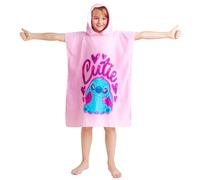 Disney Stitch Serviette de Bain Enfant Serviette de Plage à Capuche Ado Poncho Enfant pour Bain Plage ou Piscine Essentiel Voyage (Rose Stitch, 10-13 Ans)