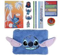 Disney Stitch Set de Fournitures Scolaires, Trousse d'écolier en Fourrure + Fournitures Scolaires, Accessoires d'écriture (Stitch A)