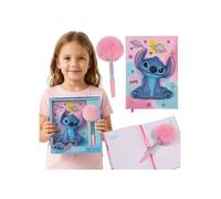 DISNEY Stitch Set de papeterie pour filles, cahier anti-stress + stylo avec un pompon