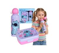 DISNEY Stitch Set de petit-déjeuner, boîte à petit-déjeuner + bouteille de 500 ml, lunchbox pour fille