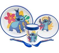 Disney Stitch - Set de vaisselle antidérapante pour micro-ondes 5 pièces (assiette, bol, tasse, fourchette, cuillère)