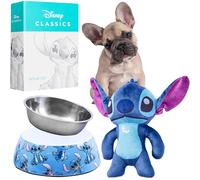 Disney Stitch Set Jouet pour Chien en Peluche et Gamelle pour Chien et Chiot - Set Cadeau Chien (Bleu Stitch)