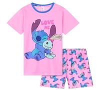 Disney Stitch Short Pyjama Fille, Doux Respirant Vêtements de Détente Ensemble (Rose/Bleu, 7-8 Ans)