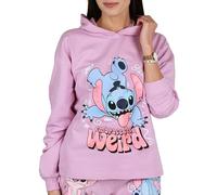 Disney Stitch Sweat à Capuche en Coton pour Filles, s'enfile par la tête, 100% Coton (FR/ES, Numérique, 146, 152, Taille Normale, Violet)