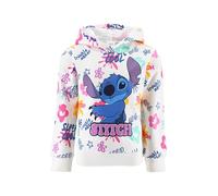 Disney Stitch Sweat à Capuche pour Fille, Motif Stitch Sweat-Shirt Pull à Capuche, Tailles 3 a 8 Ans (FR/ES, Âge, 4 Ans, Taille Normale, Blanc)