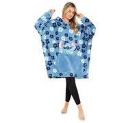 Disney Stitch Sweat Plaid Femme, Portable Couverture Polaire avec Manches, Oversize Sweat Capuche Chaude et Confortable pour Adultes Ados (Bleu Tropical, Taille Unique)