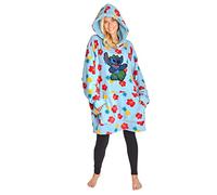 Disney Stitch Sweat Plaid Femme, Portable Couverture Polaire avec Manches, Oversize Sweat Capuche Chaude et Confortable pour Adultes Ados (Tropical Bleu Clair, Taille Unique)