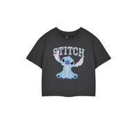 Disney Stitch T-Shirt Court pour Femmes en Charbon | T-Shirt Graphique Court à Manches Courtes Style Collège | Vêtements de Dessin Animé d'Alien Mignon | Cadeau de Marchandise du Film Lilo & Stitch
