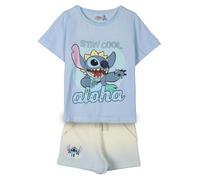 Disney Stitch T-Shirt et Short pour Enfants, Pyjama en Coton Doux, Ensemble D'été 2 Pièces Stitch pour Filles Garçons, Taille 6 Ans | Bleu