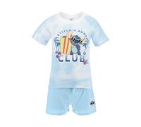 Disney Stitch T-Shirt et Short pour Femmes, Pyjama Coton Ensemble 2 Pièces Stitch Design 'Surf Club', Cadeau pour Femmes et Adolescents | Taille S | Bleu