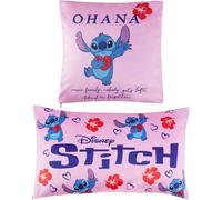 Disney Stitch Taie de Coussin Décoratifs, Lot 2 Housse de Coussin 50x30cm et 35x35cm (Rose Stitch)
