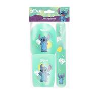 DISNEY Stitch - Trio Gobeleterie Voyage - Étui Brosse à Dents, Gobelet, Étui à Savon - Plastique Résistant - Design Pratique - Accessoire Salle de Bain Enfant - Produit Officiel Disney