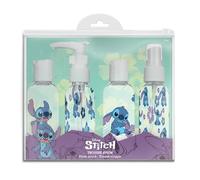 DISNEY Stitch - Trousse Avion à l'Éffigie de Stitch - LILO & STITCH - 4 Contenants Transparents - Plastique Résistant - Produit Officiel Disney