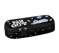 Disney Stitch Trousse d'écolier à Compartiments, Sachet Ovale pour Filles, Noir 5x22x10cm (Stitch Compartiments A)