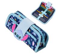 Disney Stitch Trousse Scolaire Fille Ado, Trousse Crayon de Couleur avec Fournitures Scolaires, Stylo, Règle, Set Papeterie, Cadeau Enfant
