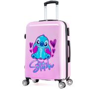 Disney Stitch Valise Rigide 66.5 Centimetres 50 litres avec 4 Roues Serrure à Combinaison - Cadeau Enfant (M, L66.5cm x W45.5-50L, Rose)