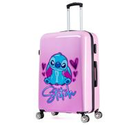 Disney Stitch Valise Rigide 76 Centimetres 91 litres avec 4 Roues Serrure à Combinaison - Cadeau Enfant (L, L76cm x W50cm - 91L, Rose)