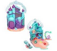 DISNEY STORE Ensemble de micro jouets officiel Ariel Palace comprenant des figurines Ariel, Flounder et Sebastian, jouet de voyage portable avec poignée, jouets de voyage avec révèlent surprise