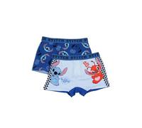 Disney Store Lot de 2 boxers Stitch pour enfants et adolescents avec personnages en coton, bleu, 5-6 ans