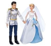 Disney Store Lot de 2 poupées de princesse pour mariage Cendrillon et prince charmant, jouets de princesse avec détails moulés, costumes de mariage de luxe, emballage d'exposition panoramique et