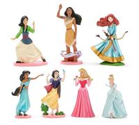 Disney Store Official, Coffret de 7 Figurines de Princesses, 8-10 cm | Comprend Mulan, Pocahontas, Merida, Jasmine, Blanche Neige, Aurore et Cendrillon, pour des aventures magiques, dès 3 ans