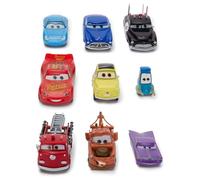 Disney Store Official, Coffret de 9 Figurines Cars, 4-12 cm de Haut | Comprend Flash McQueen, Martin, Sally, Ramone, Red, Sheriff, Doc, Luigi et Guido, dès 3 ans