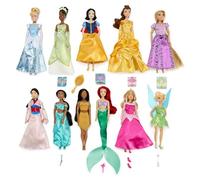Disney Store Official Coffret de poupées Princesses, 11 pièces, Dont Ariel, Aurore, Belle, Cendrillon, Jasmine, Mulan, Pocahontas, Raiponce, Blanche Neige, Tiana et Clochette, à partir de 3 Ans