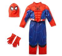 Disney Store Official Déguisement Spider-Man pour Enfant, Costume de superhéros Marvel avec Rembourrage Effet Muscles, Masque, Gants, Effets sonores et Toile d'araignée Lumineuse