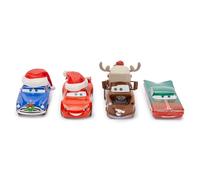 Disney Store Official Ensemble Cars spécial Noël, avec Flash McQueen, Martin, Doc Hudson et Ramone pourvus d'accessoires festifs, à partir de 3 Ans