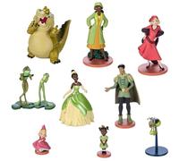 Disney Store Official Ensemble de Figurines La Princesse et la Grenouille, 9 Figurines moulées Comprenant Tiana, Naveen, Charlotte, Ray et Louis l'alligator