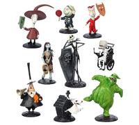 Disney Store Official Ensemble de Figurines L'Étrange Noël de Monsieur Jack, 9 Figurines moulées Comprenant Jack Skellington, Sally, Oogie Boogie, Zero, Am, Stram, Gram, Le Maire et Dr Finkelstein