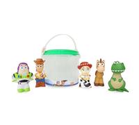 Disney Store Official Ensemble de Jouets pour Le Bain Toy Story, 5 pièces Comprenant Buzz l'éclair, Woody, Jessie, Pile-Poil et Rex, Seau à Couvercle tamisé, Bain ou Piscine, à partir de 6 Mois