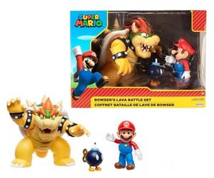 Disney Super Mario, Bataille avec Bowser, Licence Officielle | Coffret Pont Dynamique & Figurine, Son & Lumière, Lave Rougeoyante, Immersion Jeu, Dès 3 Ans