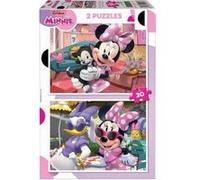 Disney - super puzzles 2 x 20 pieces minnie avec chat figaro et amie daisy colore - puzzle enfant fille - set jouet 4 ans et carte