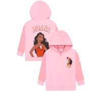 Disney Sweat Capuche Fille Vaiana, Moana Sweat à Capuche Enfant Zippé, Princesse Vetement Fille en Coton, Rose 5-6 Ans