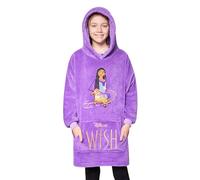 Disney Sweats à Capuche Fille, Pull Plaid Enfant, Pull Stitch, Poncho Plaid Oversize en Polaire Enfant Ado Taille Unique (Violet Wish)