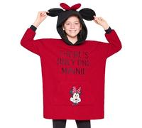 Disney Sweats à Capuche Fille, Pull Plaid Enfant, Pull Stitch, Poncho Plaid Oversize en Polaire Enfant Ado Taille Unique (Rose Minnie)