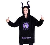 Disney Sweats à Capuche Fille, Pull Plaid Enfant, Pull Stitch, Poncho Plaid Oversize en Polaire Enfant Ado Taille Unique (Noir/Violet Maleficent)