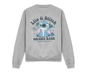 Disney Sweatshirt Unisexe Lilo and Stitch Ohana Babe Adults Crew, Gris chiné, S, Gris mélangé, S