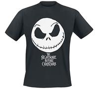 Disney T Shirt à Manches Courtes The Nightmare Before Christmas Jack Face Noir Unisexe