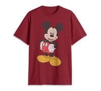 Disney T-Shirt Classique à Manches Courtes Mickey Mouse pour Homme, Rouge Cardinal, Taille S