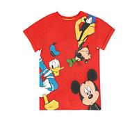 Disney T-Shirt Garçon Mickey Mouse Goofy Donald Duck Rouge 2-3 Ans