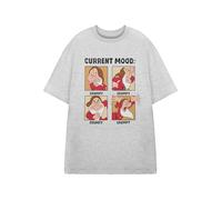 Disney T-Shirt Gris à Manches Courtes pour Hommes Blanche-Neige | Seven Dwarfs Current Mood Grumpy Graphic Tee | Personnage Film Rétro Vêtements Top