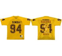 Disney T-Shirt Homme Replica Sport US Baseball « No Worries ! Hakuna » MEDLIONTS049, Jaune, Taille M