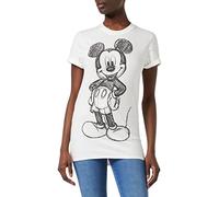 Disney Mickey Forward Sketch T-Shirt, Blanc (White White), 40 (Taille Fabricant: Medium) Femme